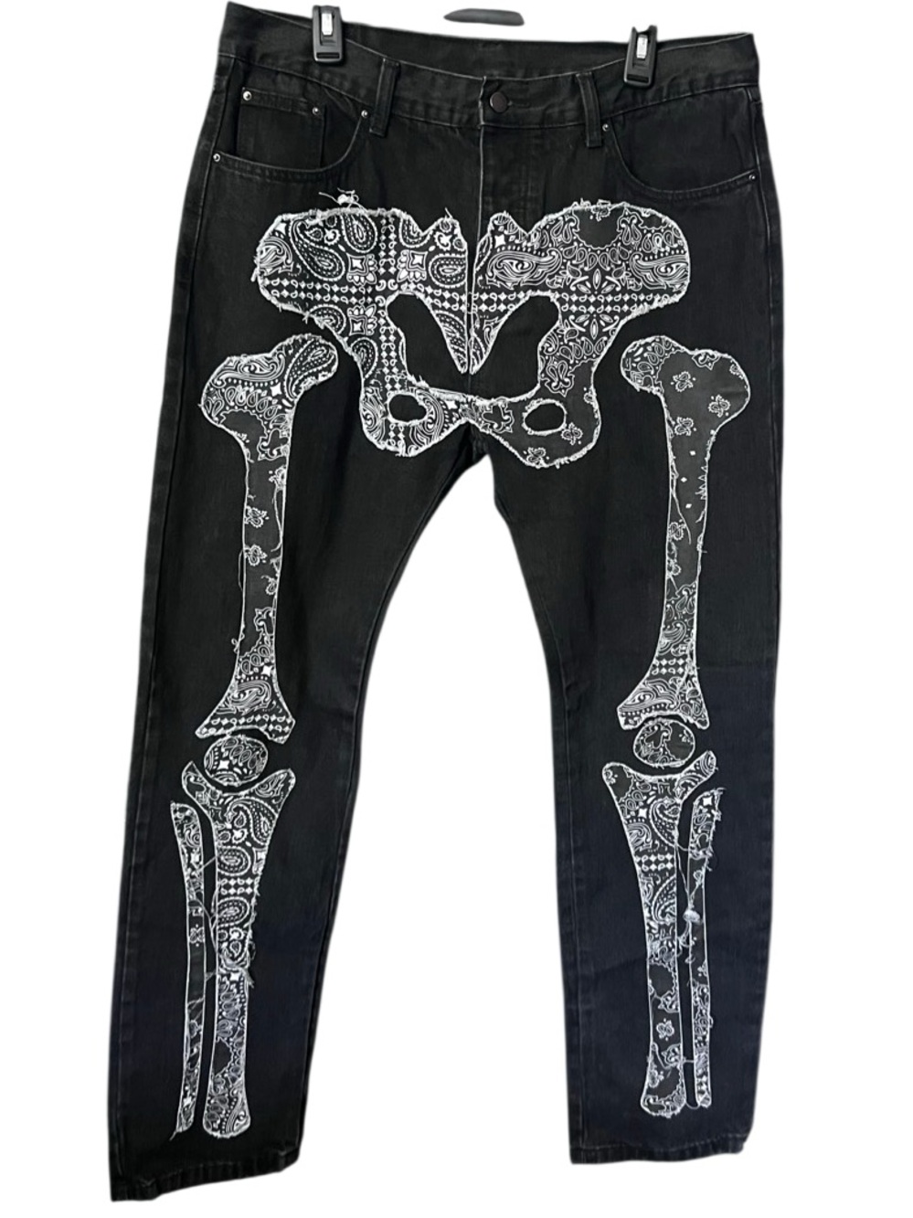 MNML skeleton jeans paisley bandana black denim Size 36
